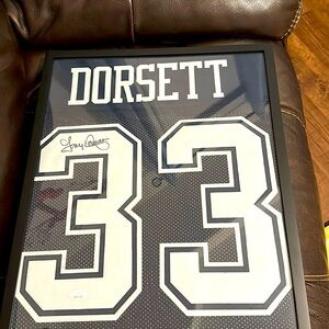Tony Dorsett signed Dallas Cowboys navy jersey (JSA COA)
